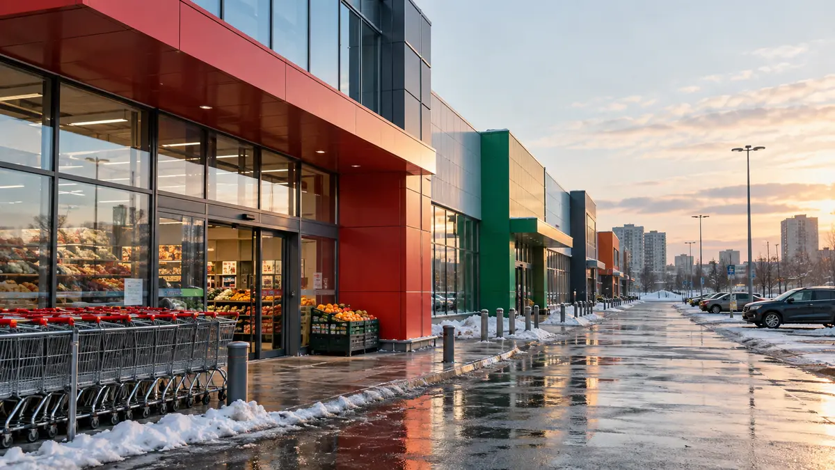 Storefronts of Russian grocery chains as FMCG retail growth slows after the 2023 rankings