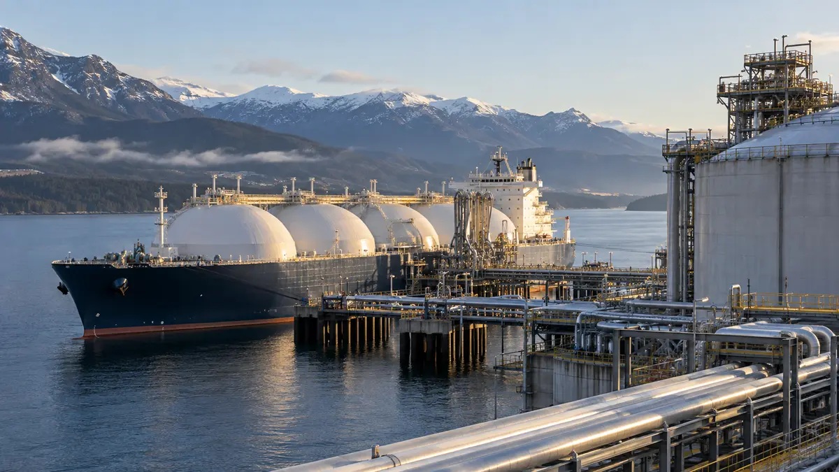 LNG Canada terminal at Kitimat loading the country's first LNG export cargo